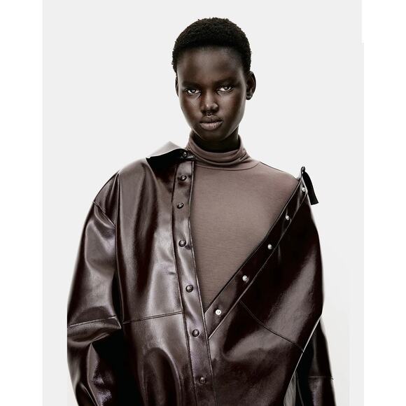 H&M Long Sleeve Turtleneck Soft Jersey Top Brown size XS - Picture 5 of 6